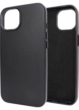 Чохол leather case pu magsafe для iphone 15 pro чорний стильний захисний аксесуар