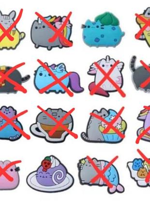 Джибитсы для кроксов сабо пушин котик, киса, кот, джибитсы пушин, jibbitz pusheen, украшения для кроксов шармы, пушин кет кэт
