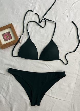 Смарагдовий роздільний купальник на зав'язках бренда h&m