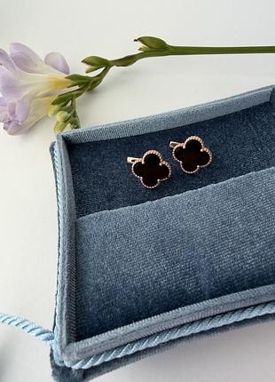 Серебряные серьги van cleef с позолотой