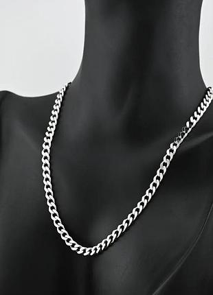 Серебряная цепочка панцирная, ширина 4 мм, длина 55 см