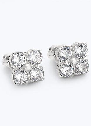 Серебряные серьги цветок розкоши (белый)