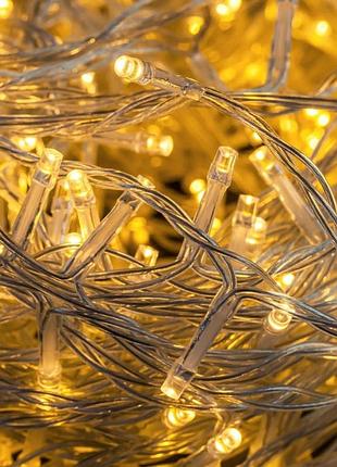 Светодиодная гирлянда нить 18м 400led 18000мвт теплый белый для дома и улицы