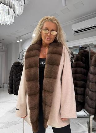 Пальто шерсть с норкой