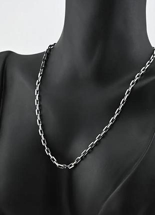 Серебряная цепочка с чернением якорная ач-100 длина 60 см ширина 3 мм