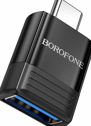 Переходник otg borofone bv18 type-c male usb female usb 3.0 3a 5v черный
