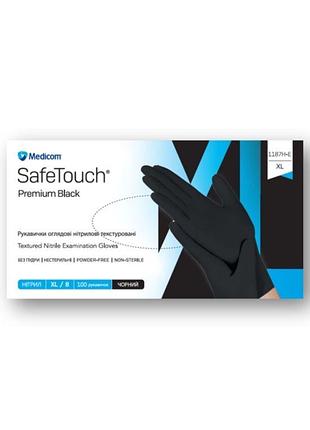 Нитриловые перчатки medicom safetouch premium black, размер xl, черные (100 шт. / 50 пар)