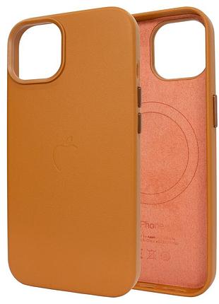 Чохол leather case pu з magsafe для iphone 15 pro max коричневий захисний аксесуар для стильного використання