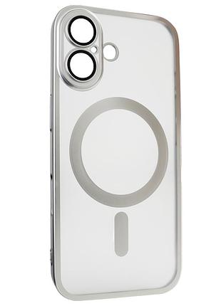 Чехол titan frame matte pc magsafe для iphone 16 противоударный с защитой камеры цвет titanium