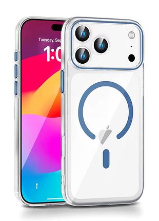 Чехол противоударный nofelet color clear case для iphone 17 pro max с magsafe прозрачный с защитой камеры blue