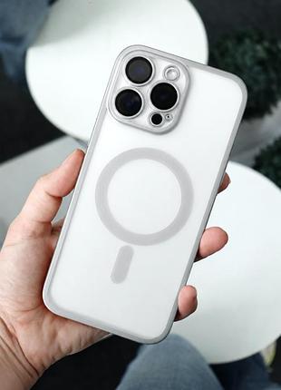 Чехол titan frame matte pc magsafe для iphone 16 pro противоударный с защитой камеры цвет titanium 2