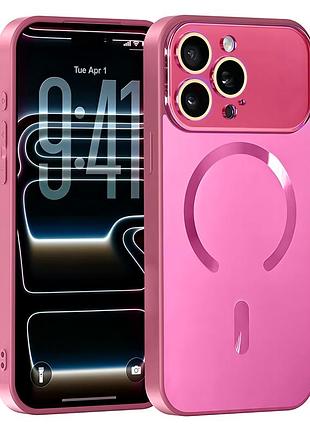 Чехол ag optic shield magsafe для iphone 16 pro max защитный с микрофиброй внутри розовый