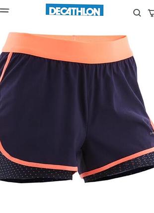 Шорты двойные спортивные на девочку decathlon domyos 10-11 лет