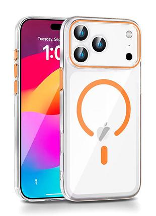 Чохол протиударний nofelet color clear case magsafe для iphone 17 pro прозорий orange