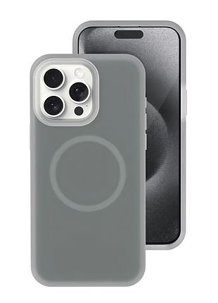 Чохол силіконовий neon silicone case magsafe для iphone 15 pro сірий із захистом камери
