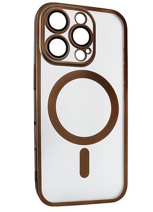 Чохол titan frame matte pc magsafe для iphone 15 pro протиударний із захистом камери колір desert gold