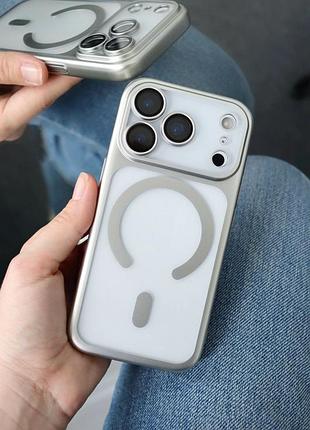 Чехол titan frame matte pc magsafe для iphone 17 pro max противоударный с защитой камеры titanium 2