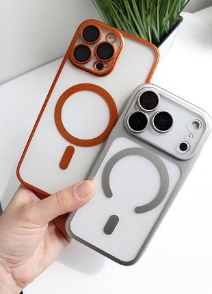 Чехол titan frame matte pc magsafe для iphone 17 pro max противоударный с защитой камеры titanium 3