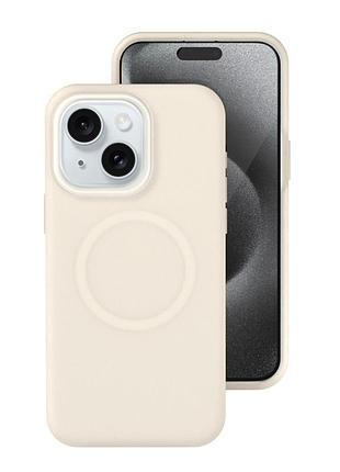 Чохол силіконовий magsafe для iphone 15 захисний із мікрофіброю всередині antique white