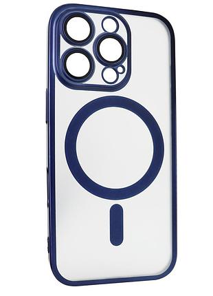 Чехол titan frame matte pc magsafe для iphone 15 pro max с защитой камеры синій