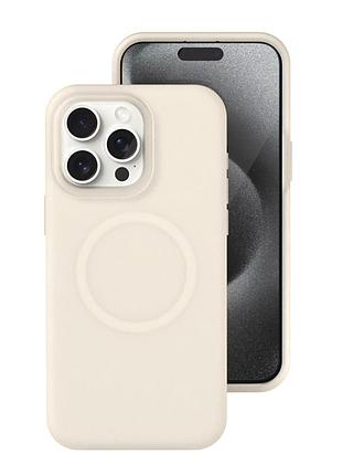 Чехол силиконовый neon case magsafe для iphone 15 pro защита камеры античный белый