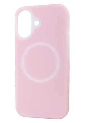 Чехол силиконовый magsafe для iphone 16 защитный с микрофиброй внутри розовый light pink