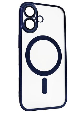 Чехол titan frame matte pc magsafe для iphone 16 противоударный с защитой камеры синий blue