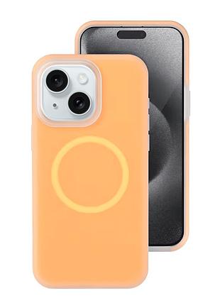 Чехол силиконовый neon case magsafe для iphone 14 13 защитный с ярким цветом orange