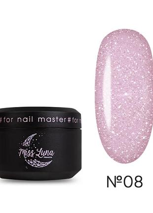Гель для нігтів shine gel 08 miss luna premium (ніжний рожевий), 15ml