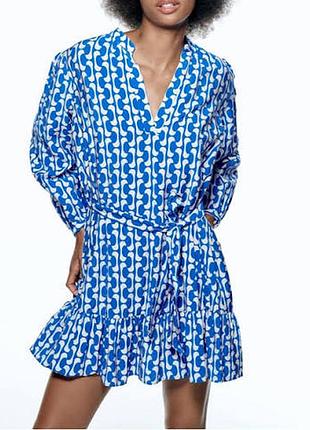 Бавовняна сукня в абстрактний принт zara