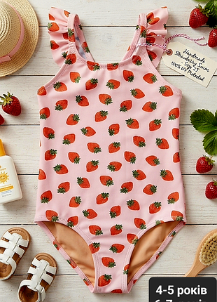 Милий дитячий купальник з принтом "полунички" 🍓