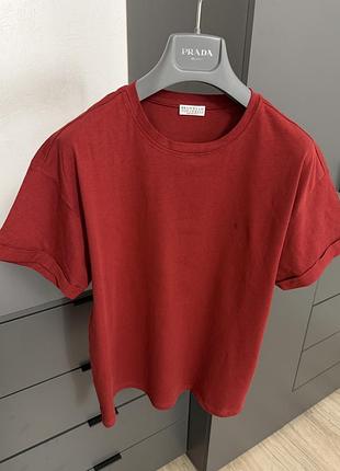 Футболка котон бордовая brunello cucinelli  m