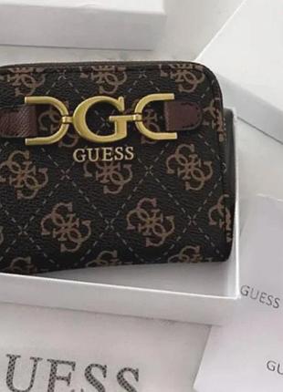Класичний жіночий гаманець guess маленьке портмоне зі шкіри для жінки гесс брендовий шкіряний кошельок для дівчини