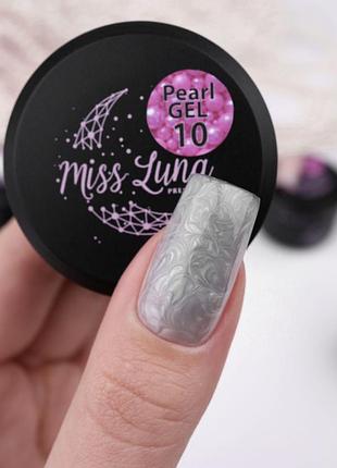 Гель для ногтей pearl gel 10 miss luna premium (светлый графит), 15ml