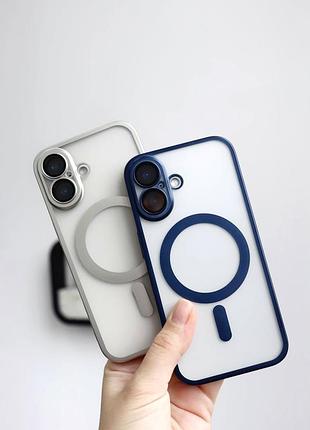 Чехол titan frame matte pc magsafe для iphone 16 pro max противоударный цвет titanium 4
