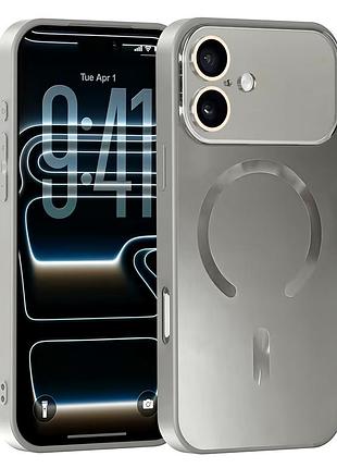 Чехол ag optic shield magsafe для iphone 17 защитный с усиленными углами серебристый