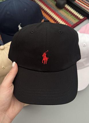 Polo ralph lauren кепка / кепки / кепки чоловічі / поло / кепки підліткові / кепки жіночі / кепка жіноча чорний з червоним лого
