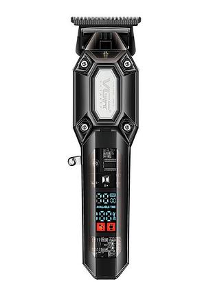 Тример для стрижки vgr v-900, 4 насадки, акумулятор 700 ма·год, 7000 об/хв, led-дисплей, чорний