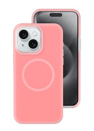 Чехол силиконовый magsafe для iphone 14 berry pink с защитой камеры и усиленными углами