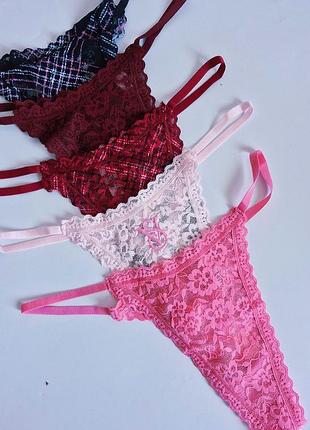 Набір трусиків victoria's secret 5 штукстрінги victoria's secret ажурні стрінги victoria's secret бюстгалтер victoria's secret  трусики victoria's