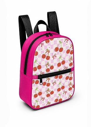Дитячий міні-рюкзак рожевий з принтом sweet cherry для дівчинки 28×24×10 см міні-сумка дитяча (5423)
