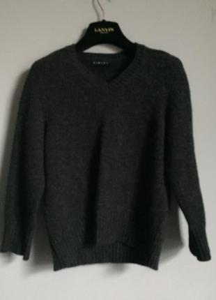 Теплий светр sisley темно сірий 100% вовна
