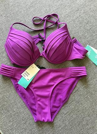 Новий роздільний купальник від h&m, розмір l, фіолетового кольору