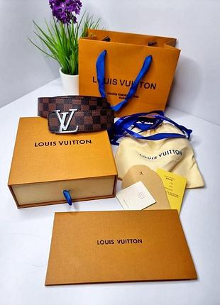 Ремінь жіночий брендовий louis vuitton damier ebene