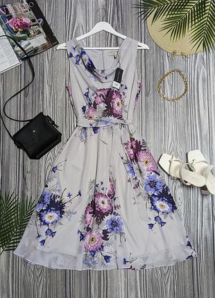 Бузкова шифонова міді сукня у квітковий принт dorothy perkins #4499