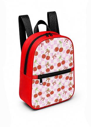 Дитячий міні-рюкзак червоний з принтом sweet cherry для дівчинки 28×24×10 см міні-сумка дитяча (5424)