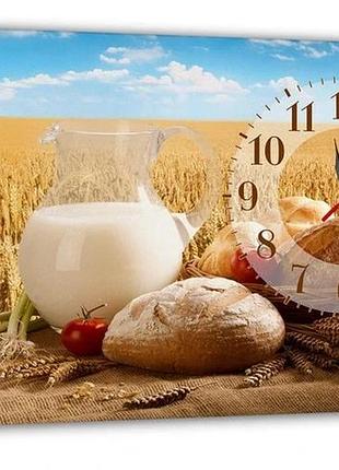Картина на холсті mako bread milk wheat field з годинником 30×53 см безшумний плавний хід кварцовий механізм 3053-072