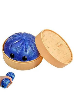 Антистресс пельмень в пароварке с глитером и орбизом squishy dumpling stress ball glitter & orbeez сквиш 1шт (9см)