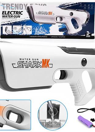 Аккумуляторный водяной автомат shark mk 39 см, электрический водный бластер с автоматическим набором воды, 3.7v, резервуар 500 мл