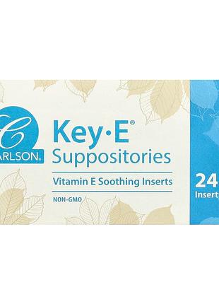 Свічки з вітаміном е, заспокійливі, key-e suppositories, carlson, для ректального та вагінального застосування, 24 шт